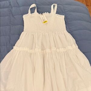 White Smocked Sundress for Girls - Lightweight Tiered Dress